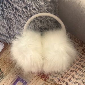 Extra fluffy white winter earmuffs